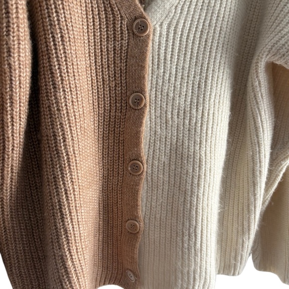LANE BRYANT Classic Button-Front Colorblock Cardigan in Tan/Cream Size 18/20 - Picture 6 of 8